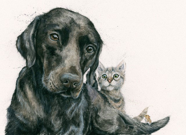 Baby Sitter (Labrador & Cat) 